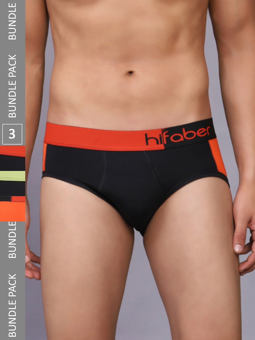 

Hifaber Men Pack Of 3 Anti-Bacterial Hipster Briefs H0672 + H0672 + H0673_S, Fluorescent green