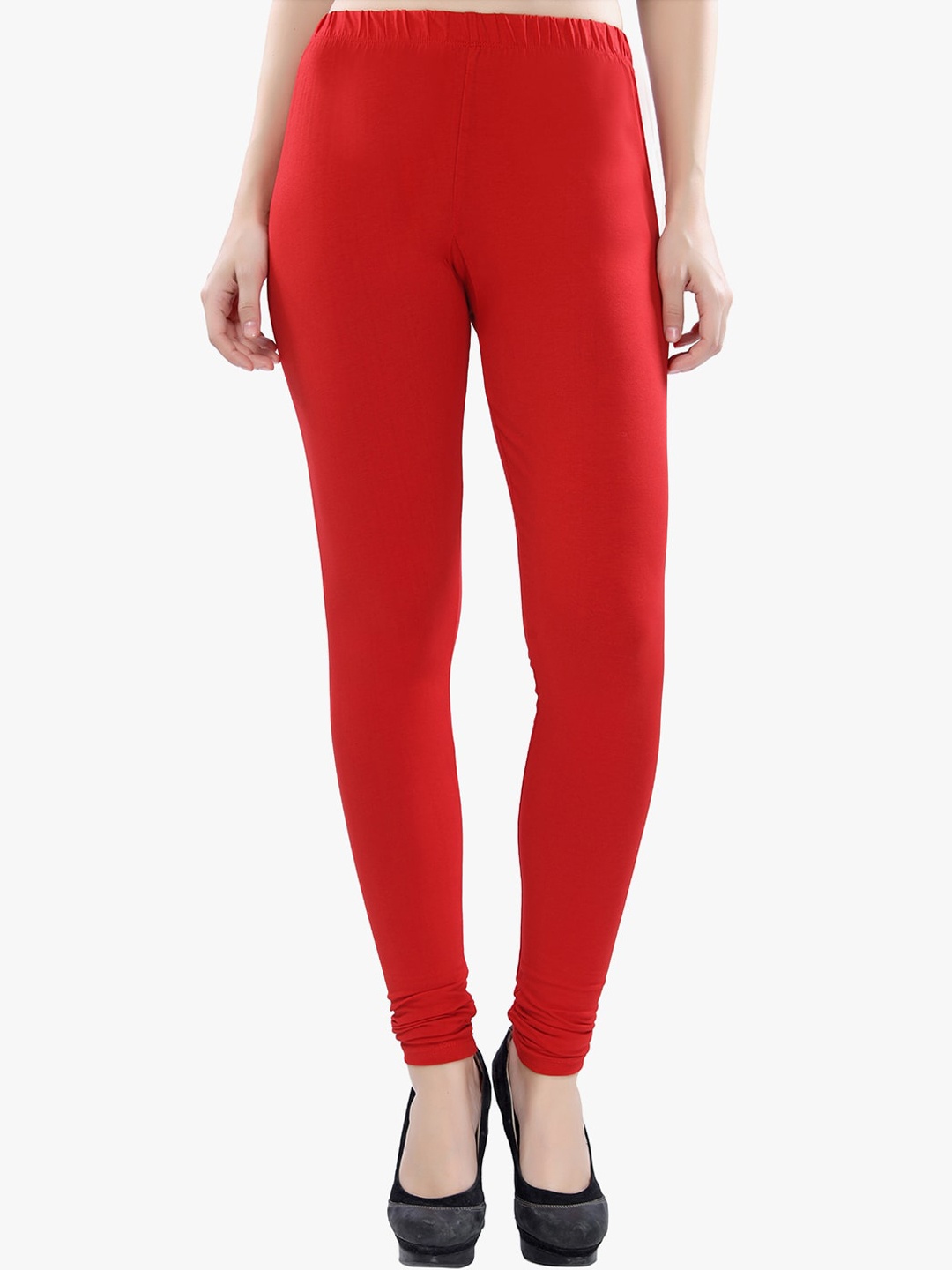 

TRASA Slim-Fit Churidar-Length Cotton Leggings, Red