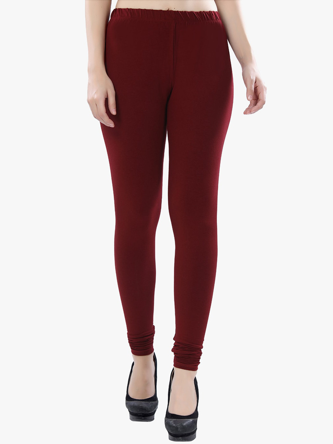 

TRASA Cotton Slim-Fit Churidar-Length Leggings, Maroon