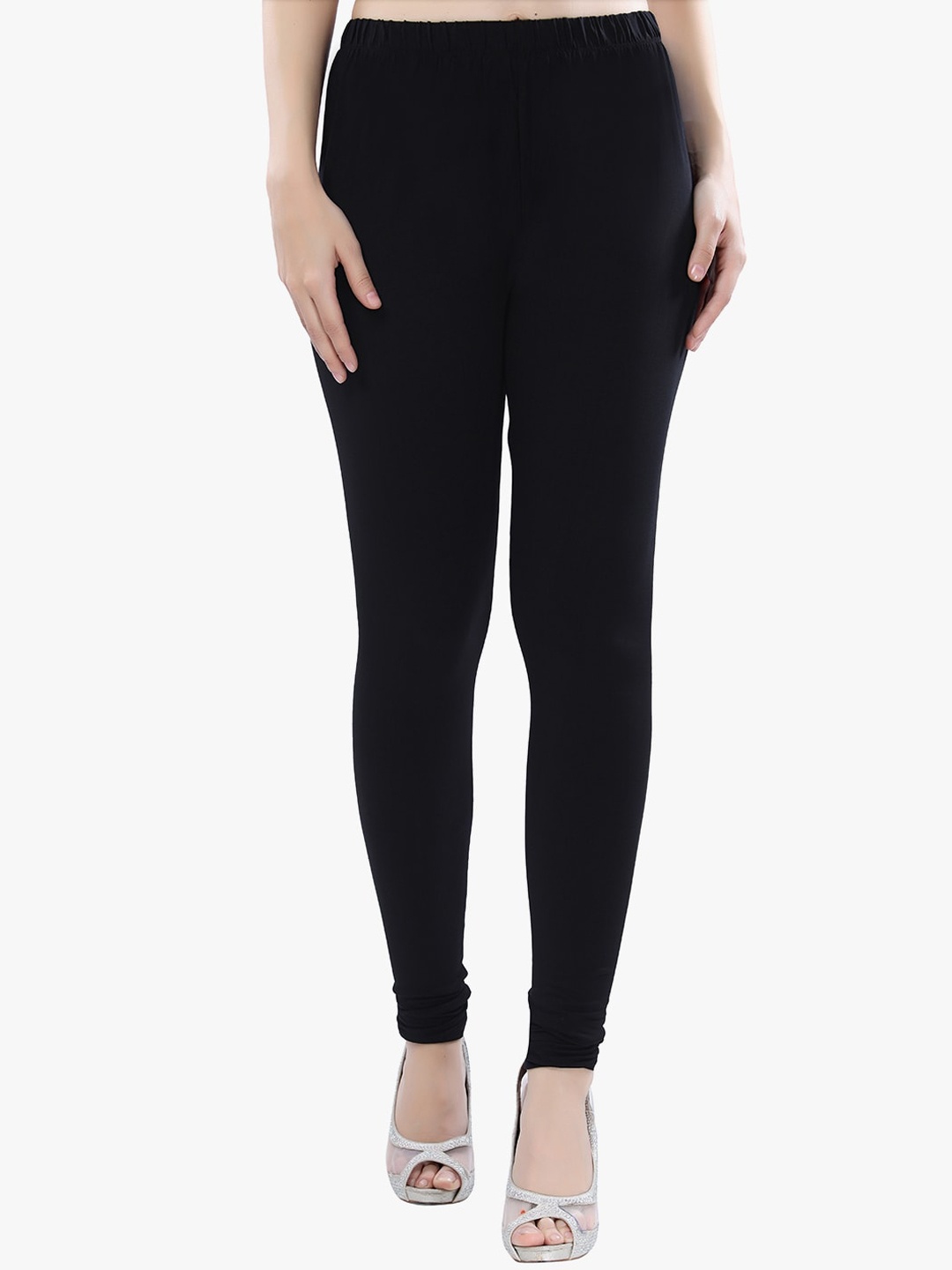 

TRASA Cotton Slim-Fit Churidar-Length Leggings, Black