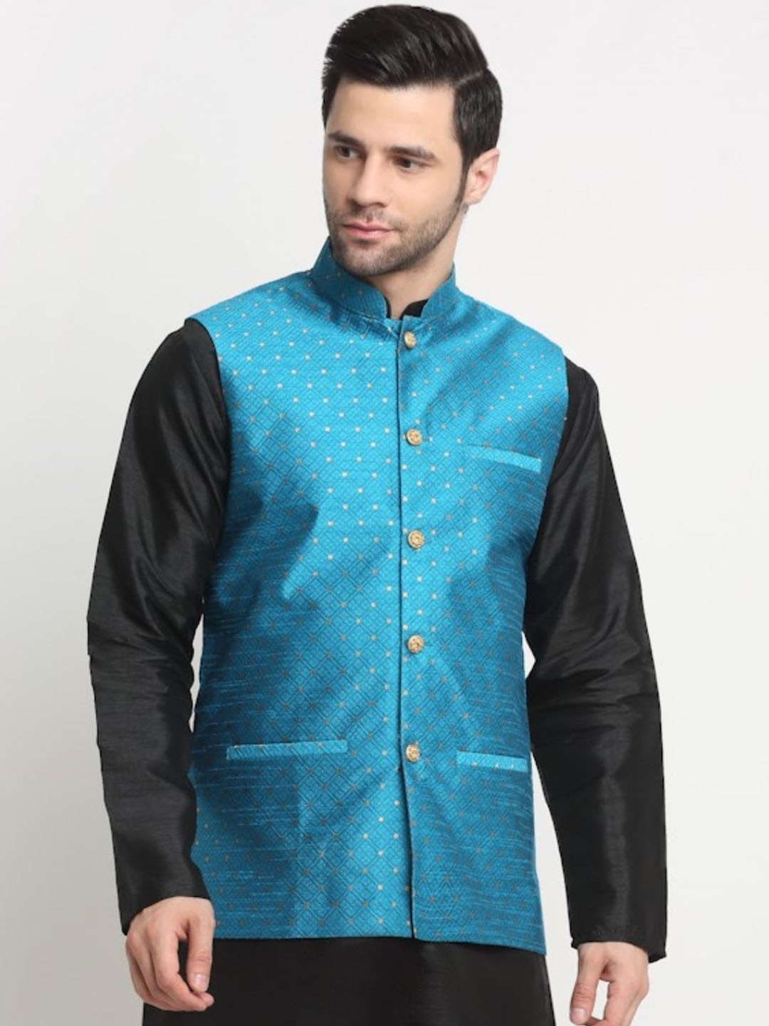 

KRAFT INDIA Printed Nehru Jackets, Blue