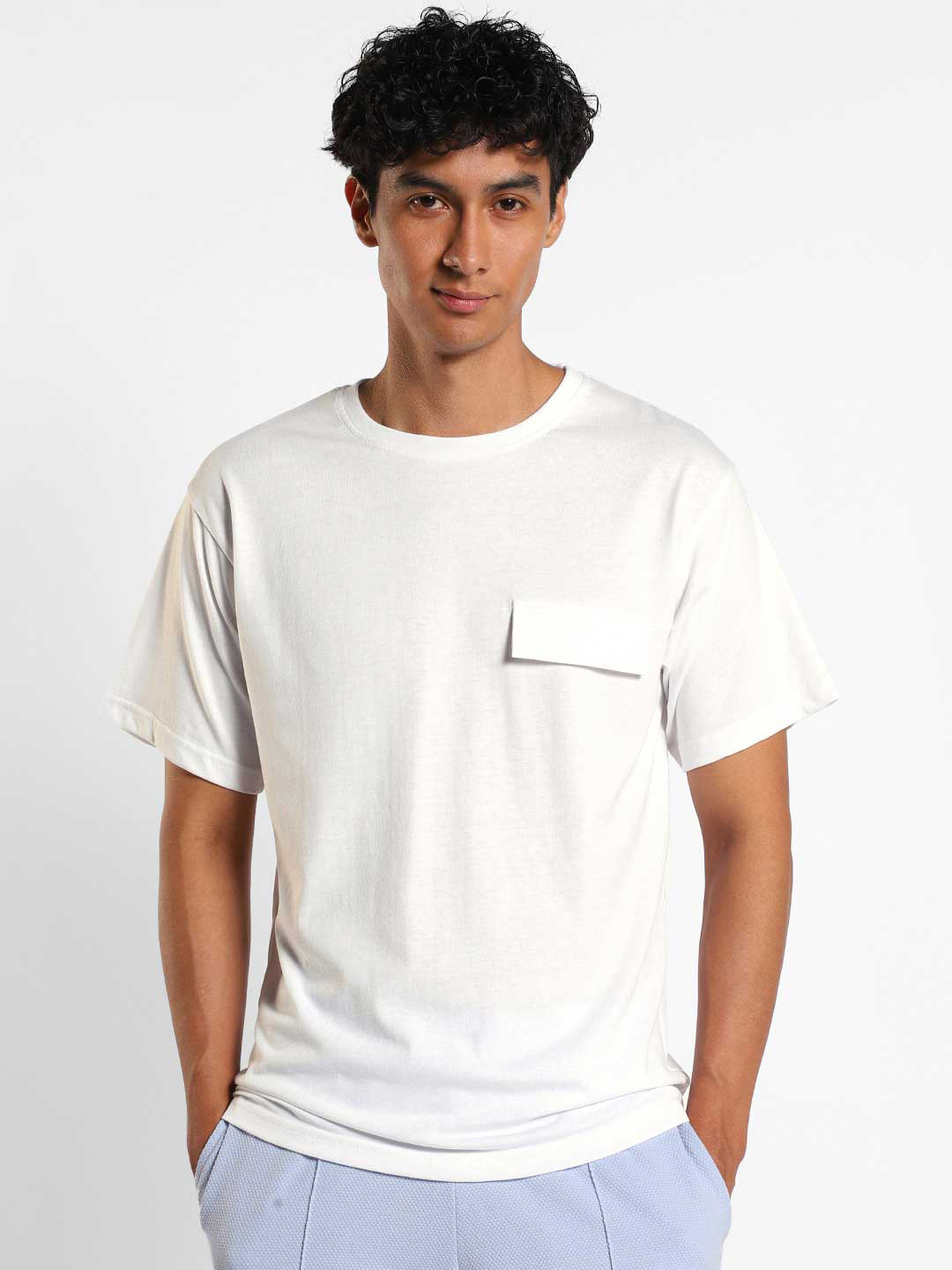

NOBERO Round Neck Cotton T-Shirt, White
