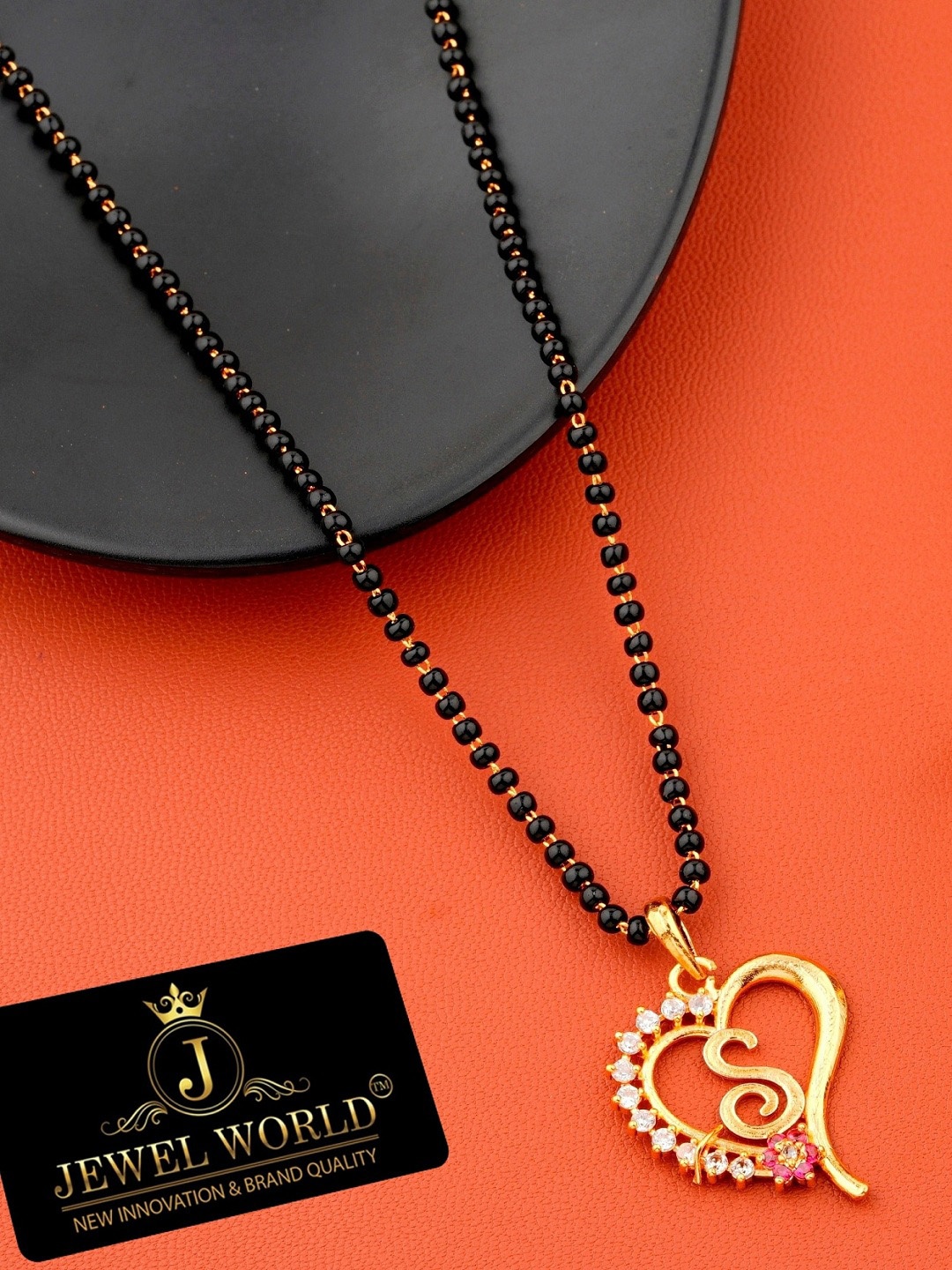 

JEWEL WORLD Gold Plated Black Beaded S-Letter Mangalsutra