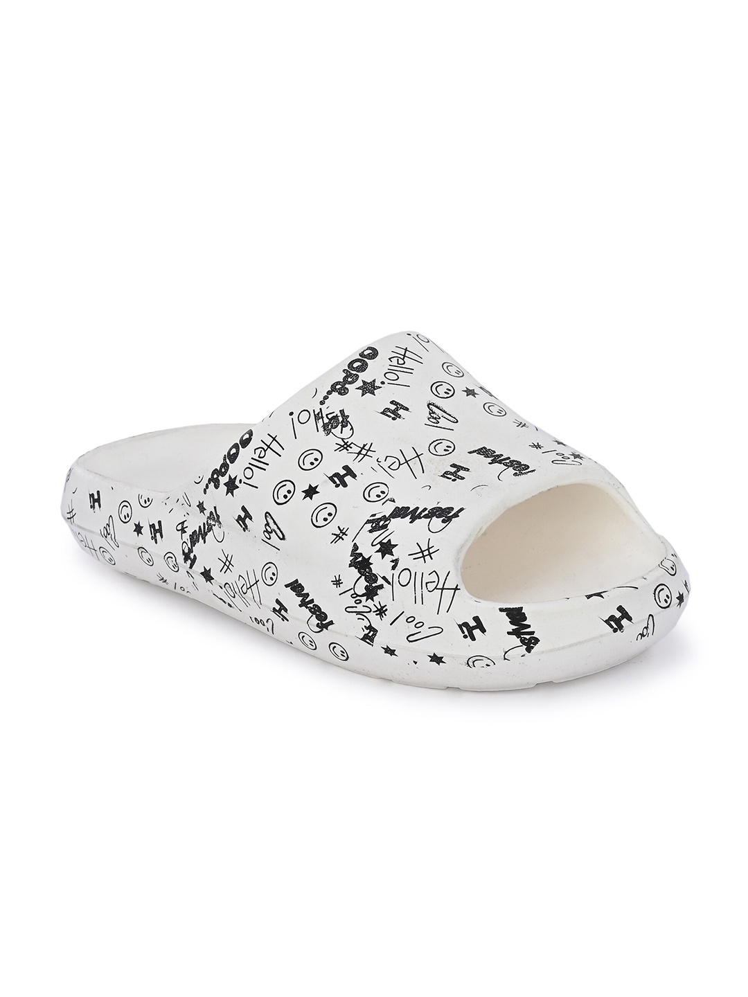 

AfroJack Women Printed Croslite Slider Flip-Flops, White