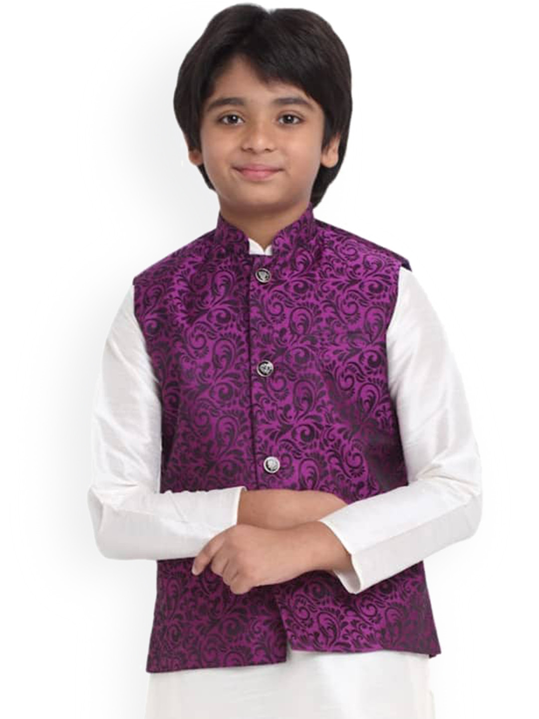 

KRAFT INDIA Boys Woven Design Nehru Jackets, Purple