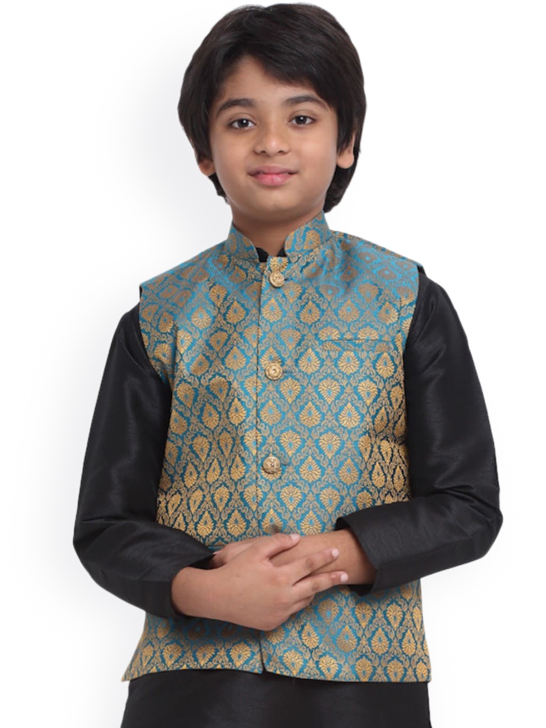 

KRAFT INDIA Boys Woven Design Nehru Jacket, Blue