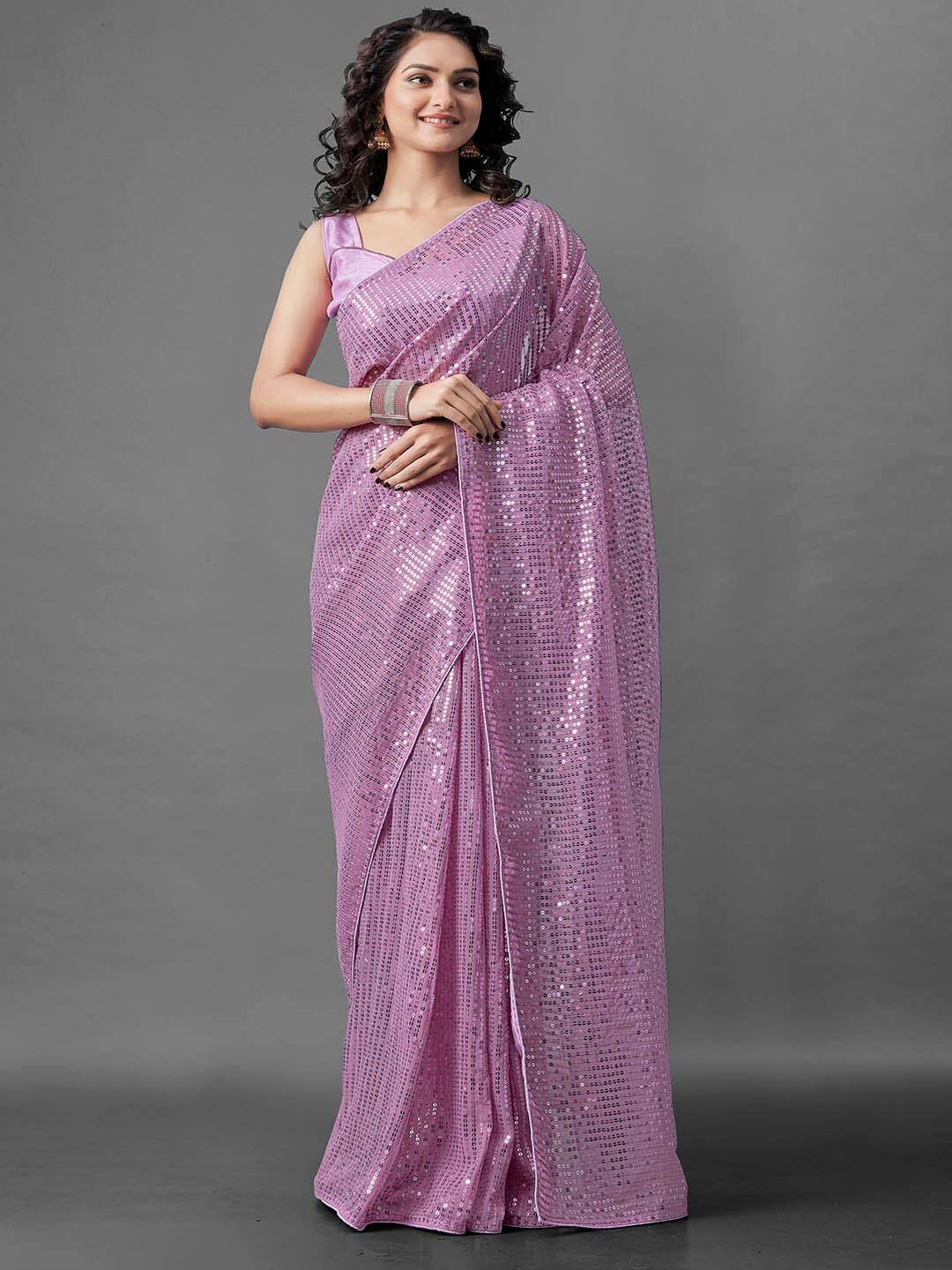 

Mitera Pink Embellished Sequinned Saree