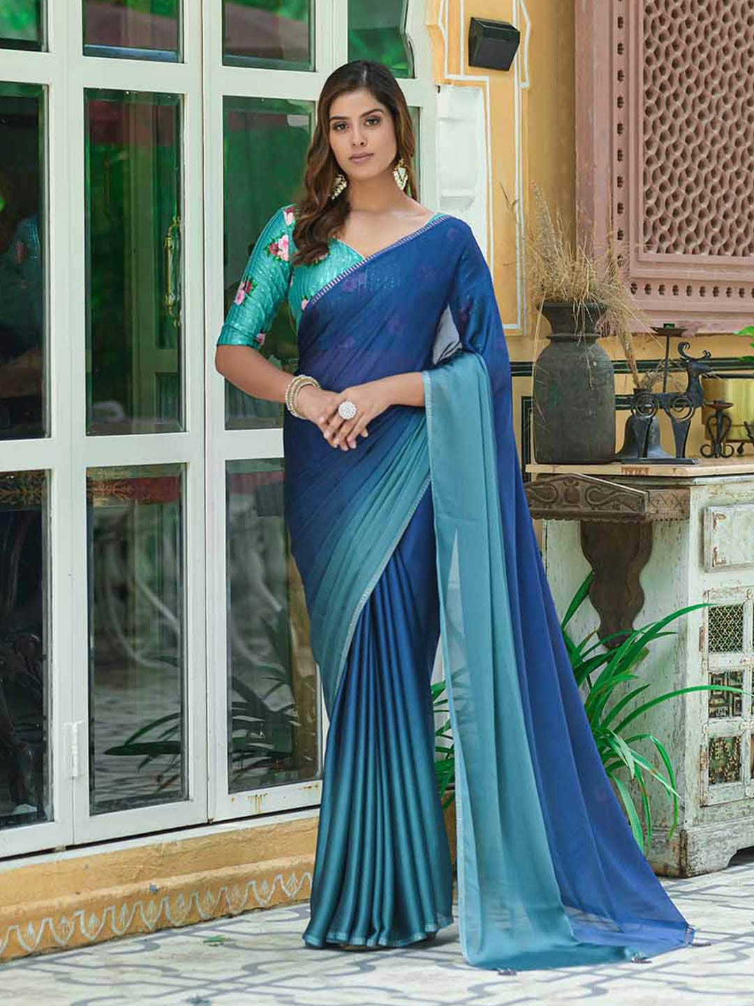 

Mitera Blue Ombre Saree