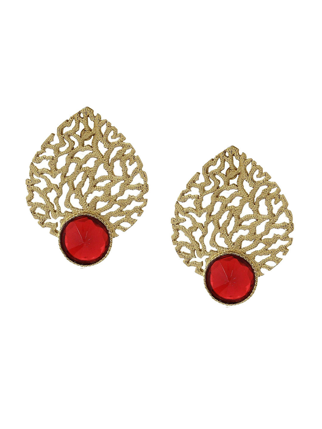 

Crunchy Fashion Leaf Shaped Studs Earrings, Gold