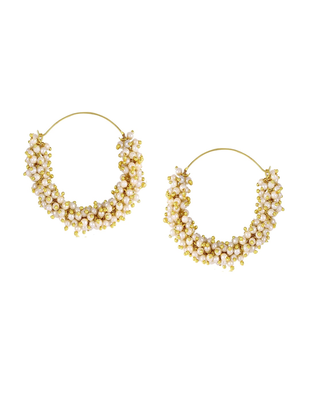 

Crunchy Fashion White Contemporary Half Hoop Earrings
