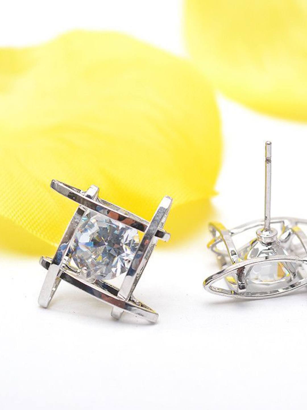 

Crunchy Fashion Silver-Toned Square Drop and Dangler Earrings