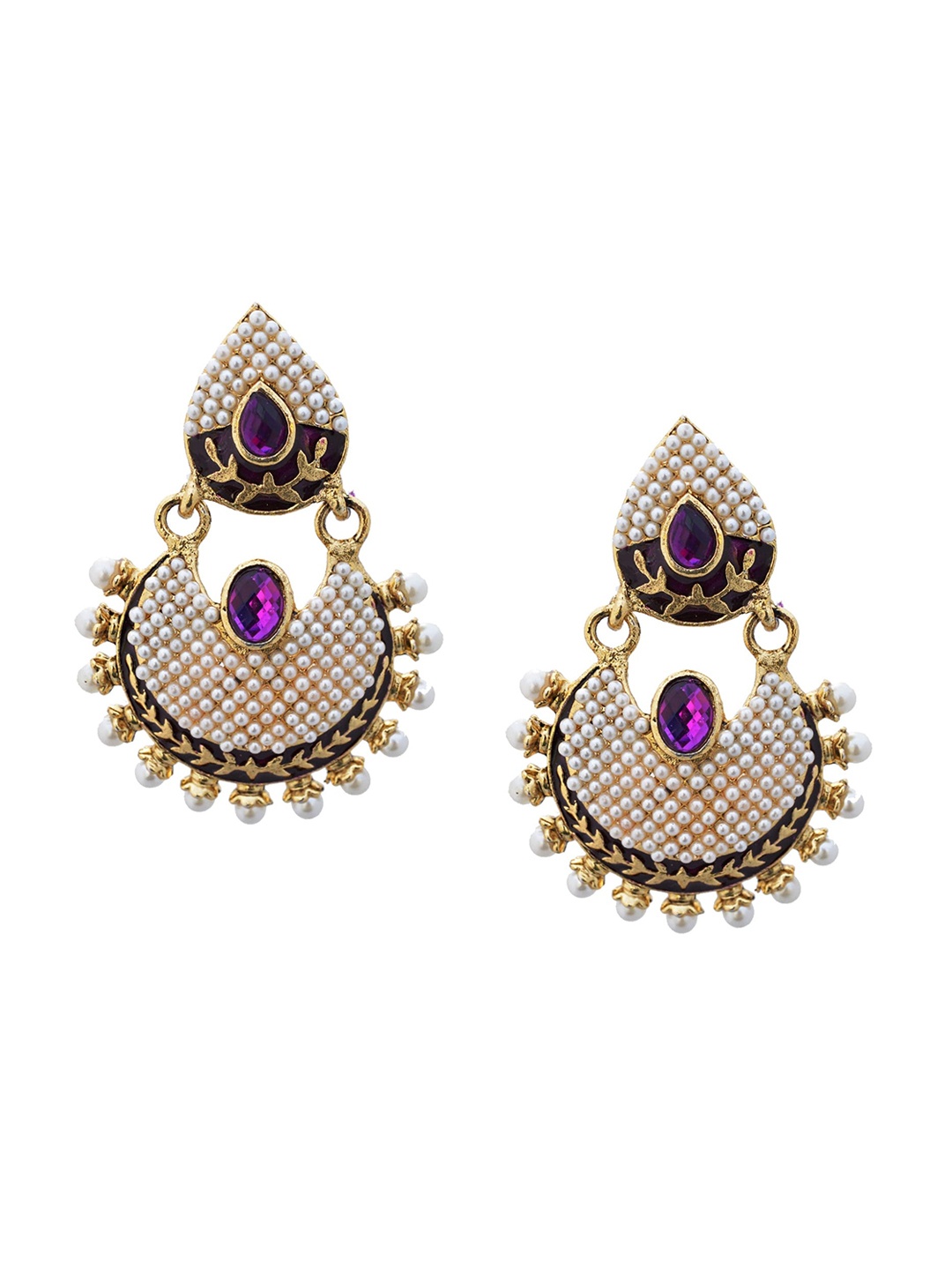 

Crunchy Fashion Purple Contemporary Drop Earrings, Gold