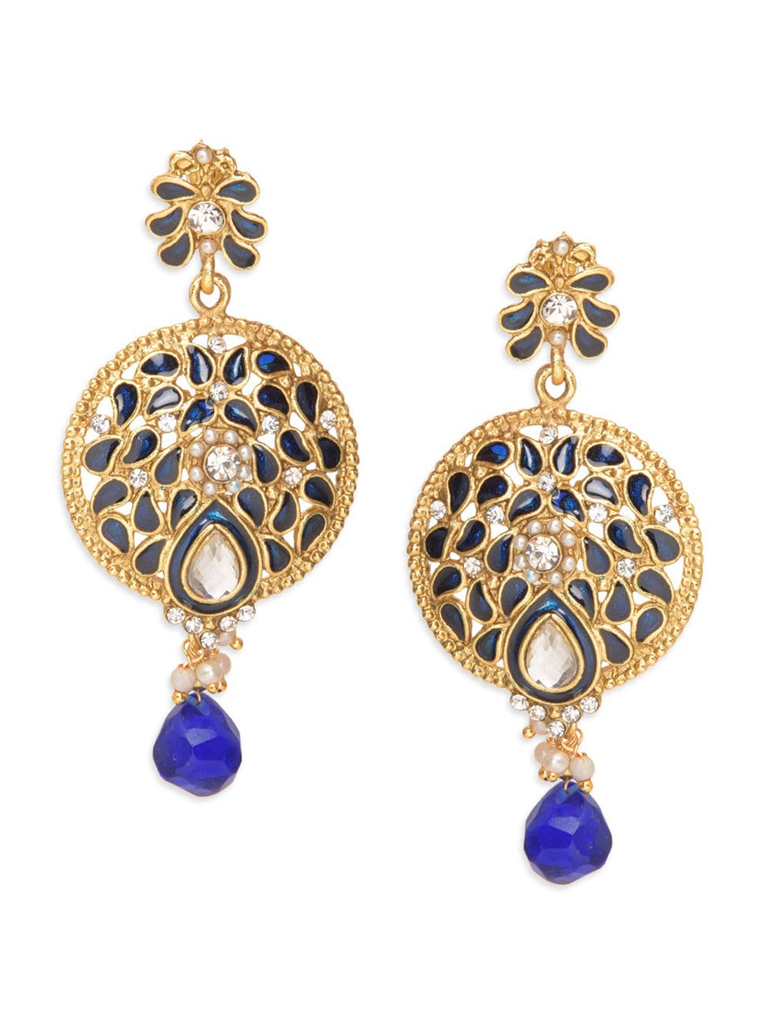 

Crunchy Fashion Circular Shaped Drop Earrings, Gold