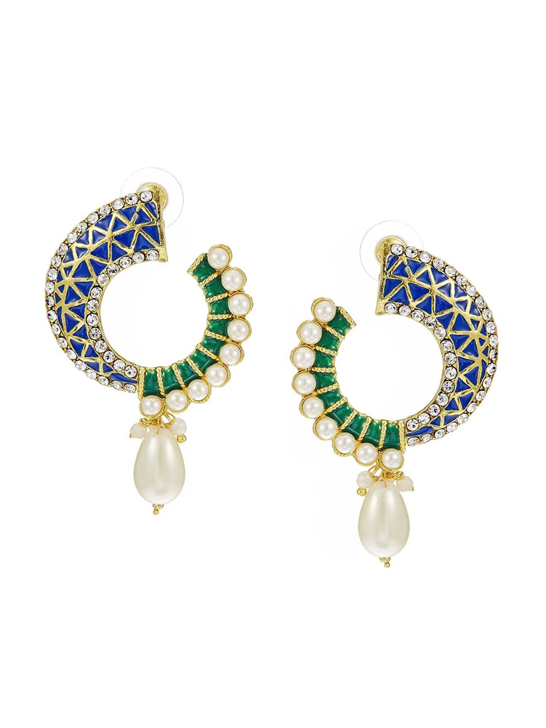 

Crunchy Fashion Gold Plated Contemporary Drop Earrings, Blue