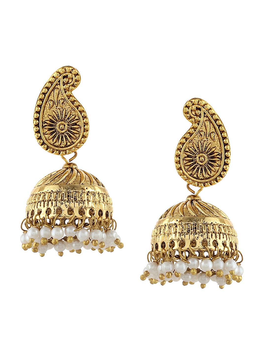 

Crunchy Fashion Gold-Plated Dome Shaped Jhumkas Earrings