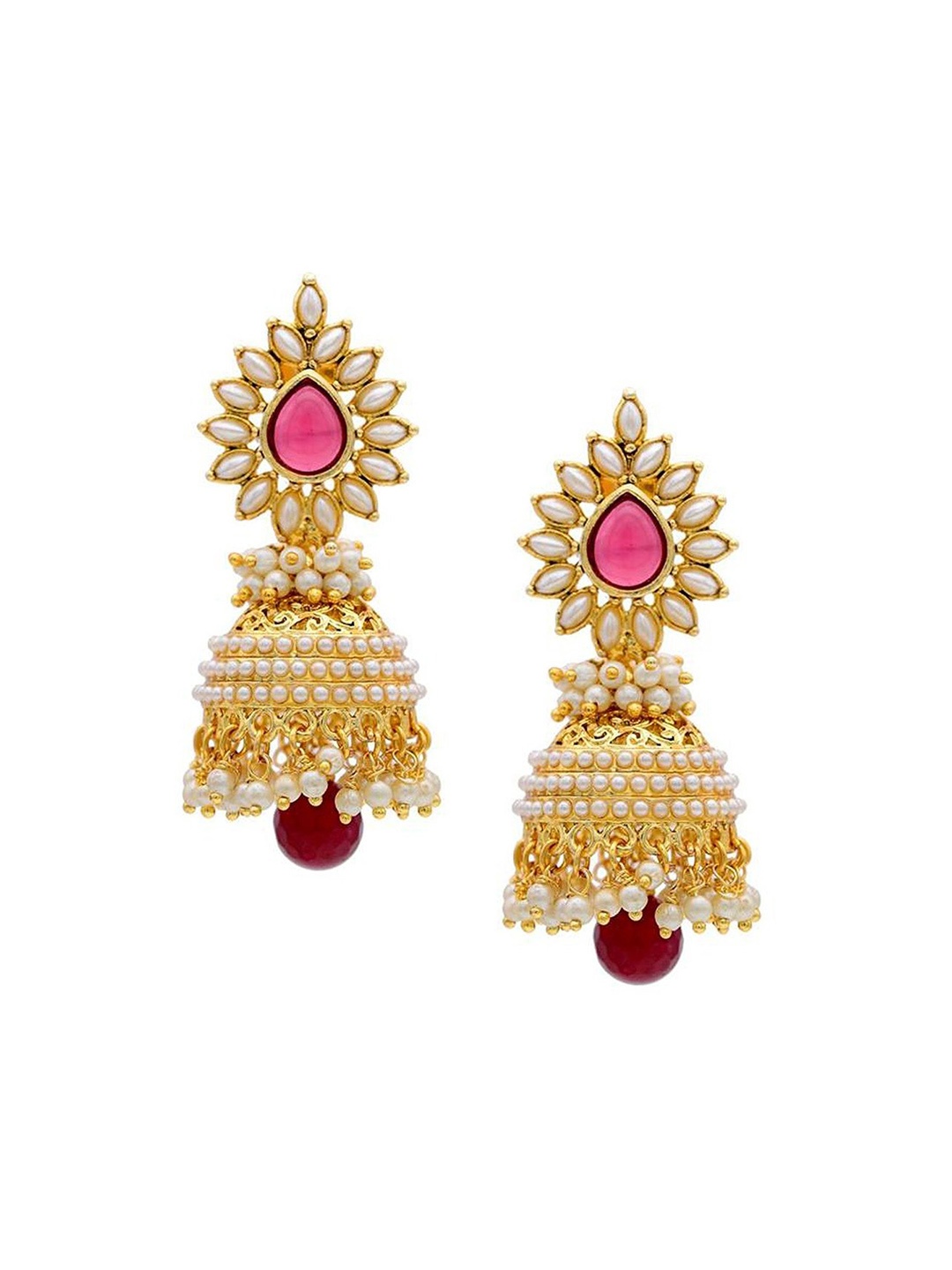 

Crunchy Fashion Dome Shaped Jhumkas Earrings, Gold