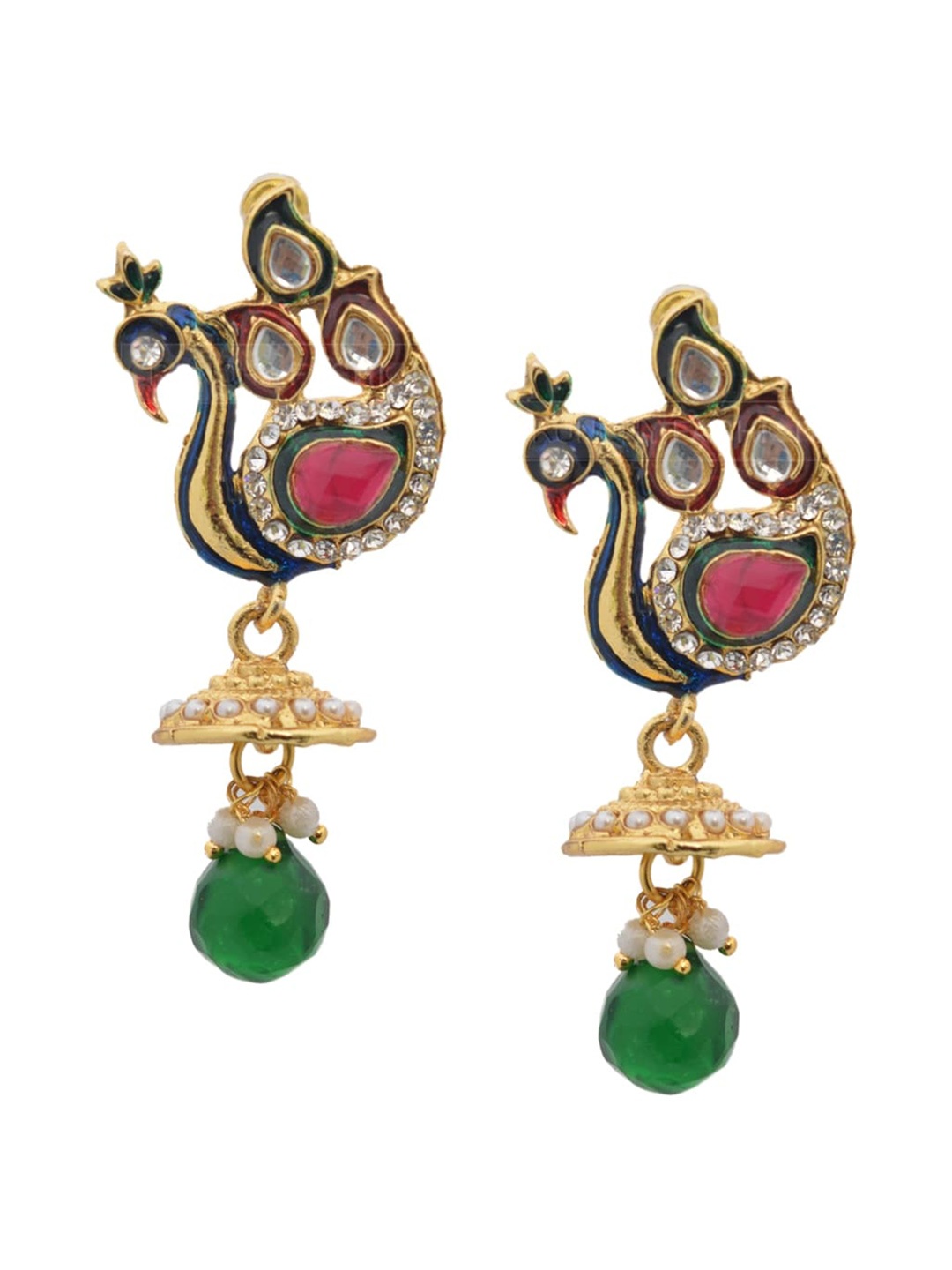 

Crunchy Fashion Peacock Shaped Drop Earrings, Gold