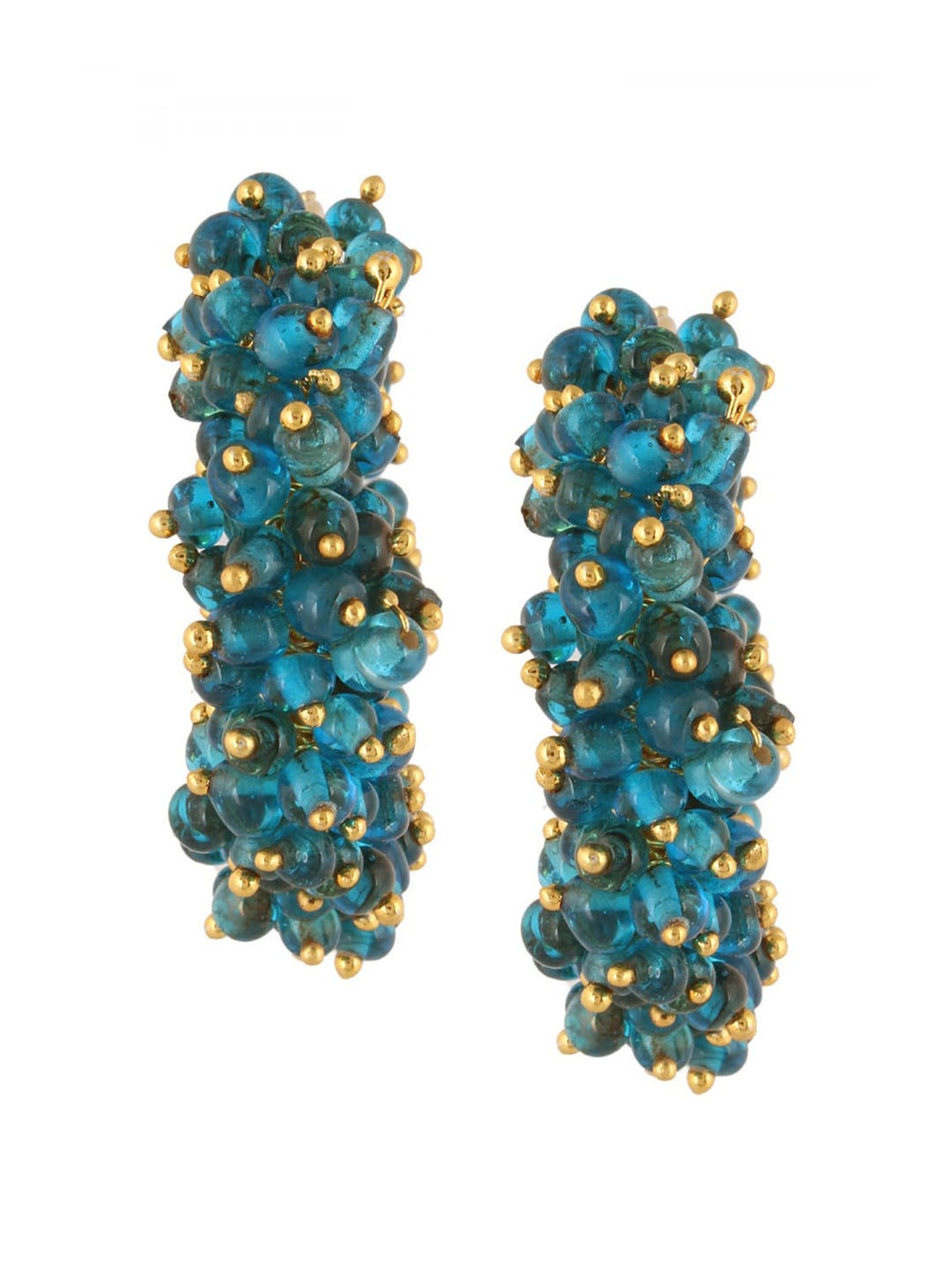 

Crunchy Fashion Contemporary Beaded Half Hoop Earrings, Blue