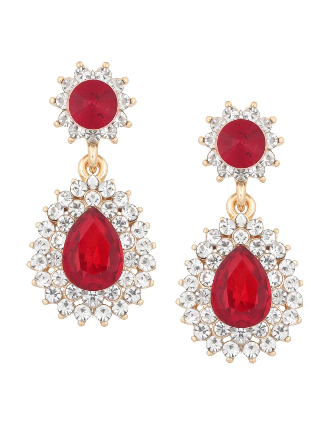 

Crunchy Fashion Red Oval Drop Earrings