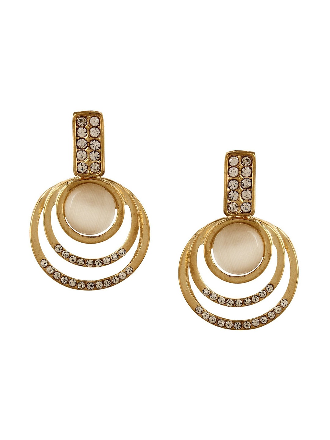 

Crunchy Fashion Gold-Plated Contemporary Stone studded Drop Earrings