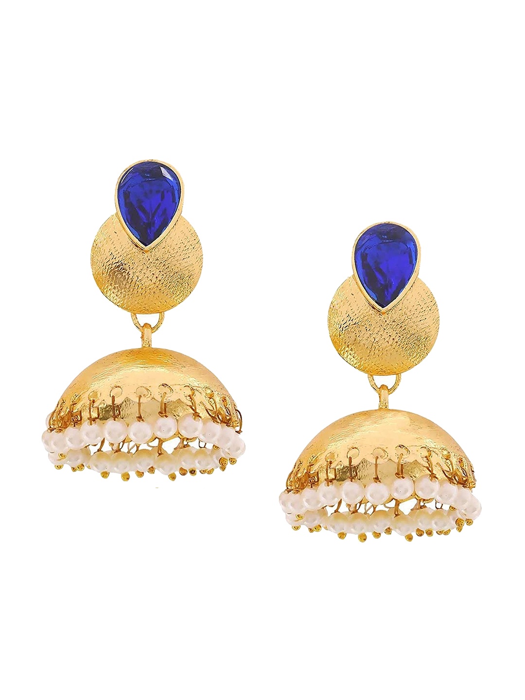 

Crunchy Fashion Gold Plated Dome Shaped Jhumkas