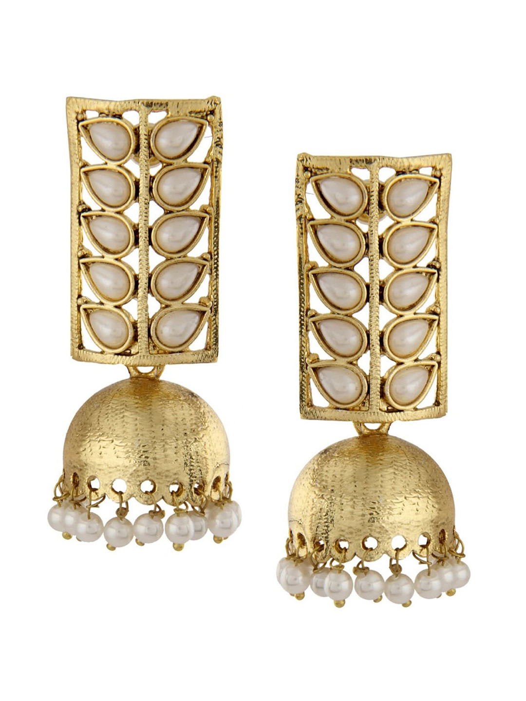 

Crunchy Fashion Leaf Shaped Jhumkas Earrings, White