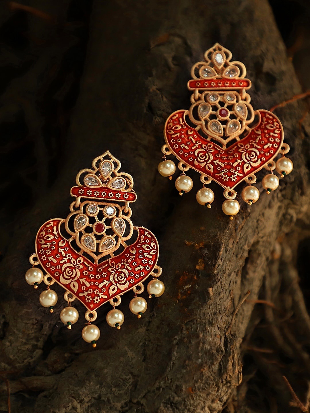 

Crunchy Fashion Gold-Plated Heart Shaped Chandbalis