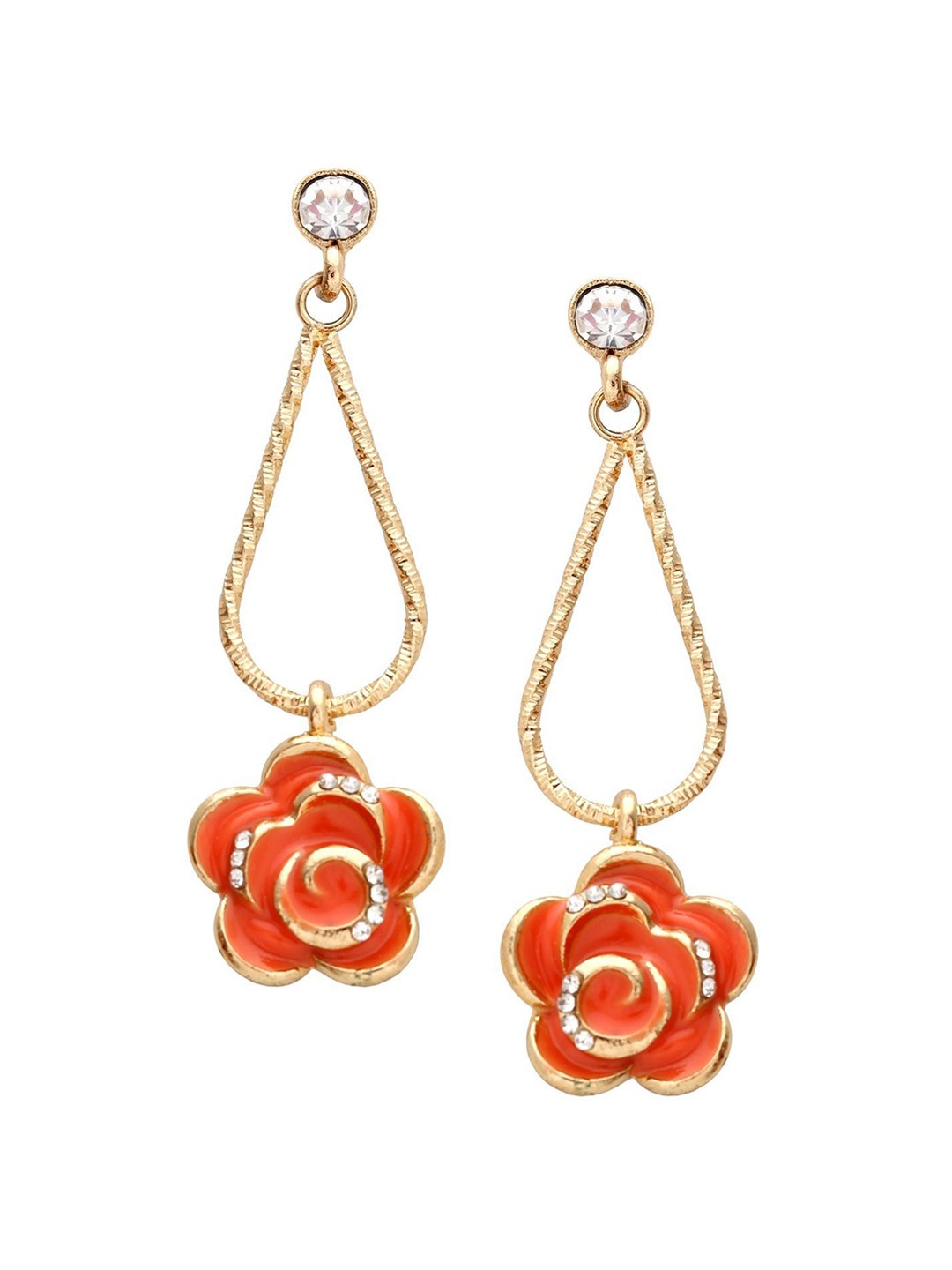 

Crunchy Fashion Gold-Plated Floral Drop Earrings