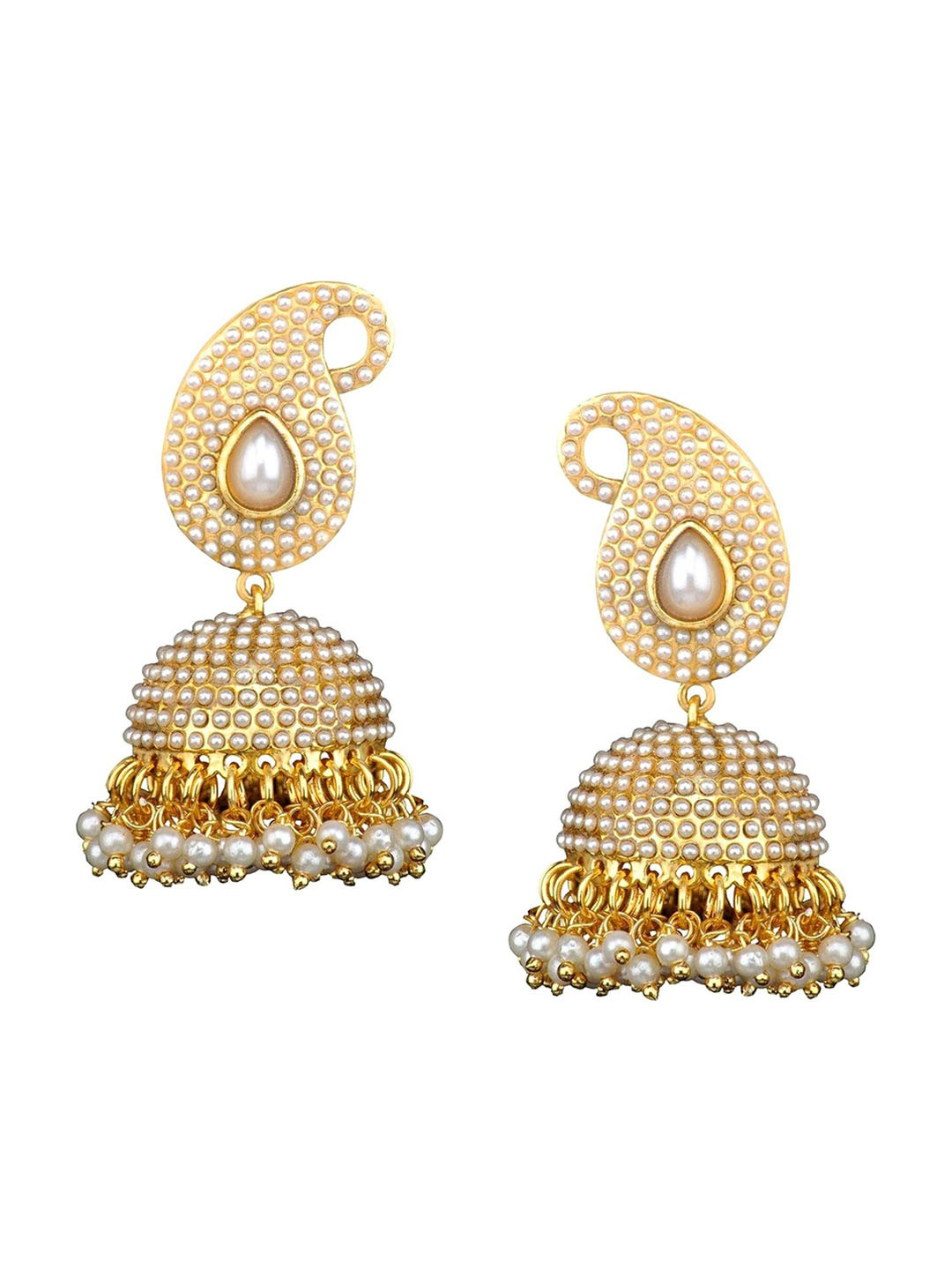 

Crunchy Fashion Gold-Plated Dome Shaped Jhumkas Earrings