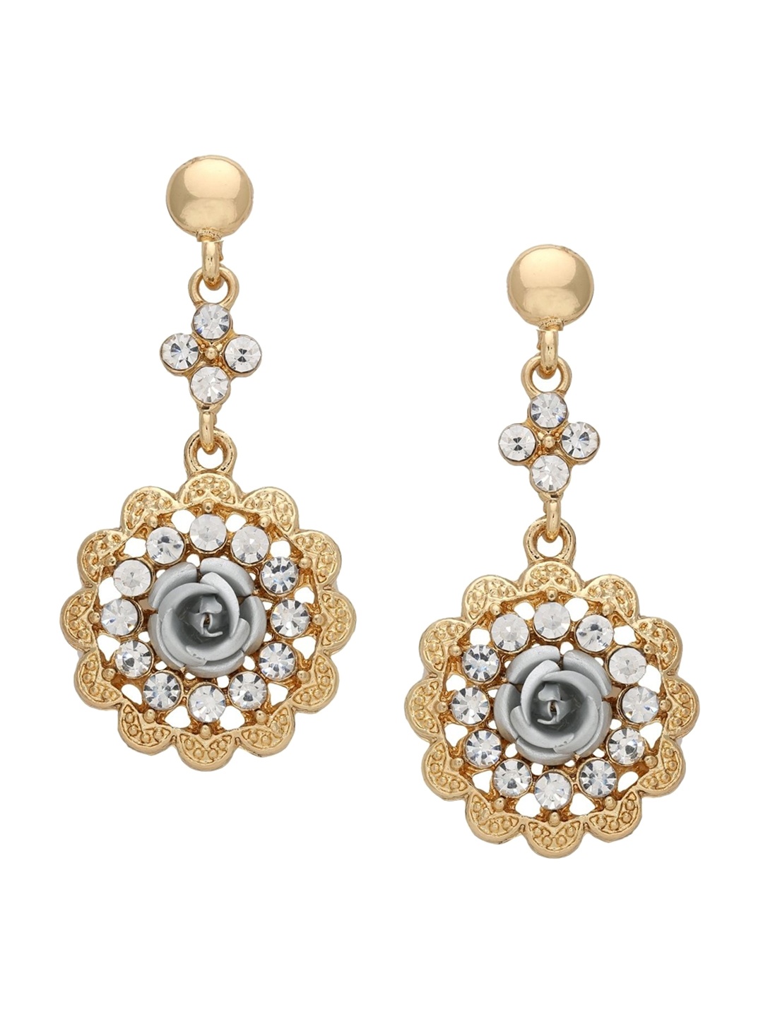 

Crunchy Fashion Gold-Plated Floral Drop Earrings