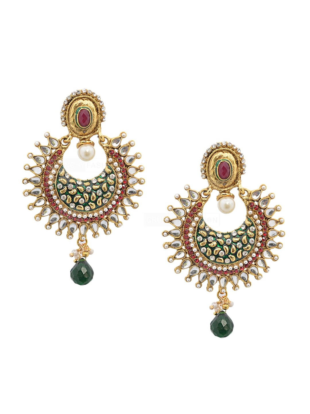 

Crunchy Fashion Gold-Plated Beaded Drop Earrings