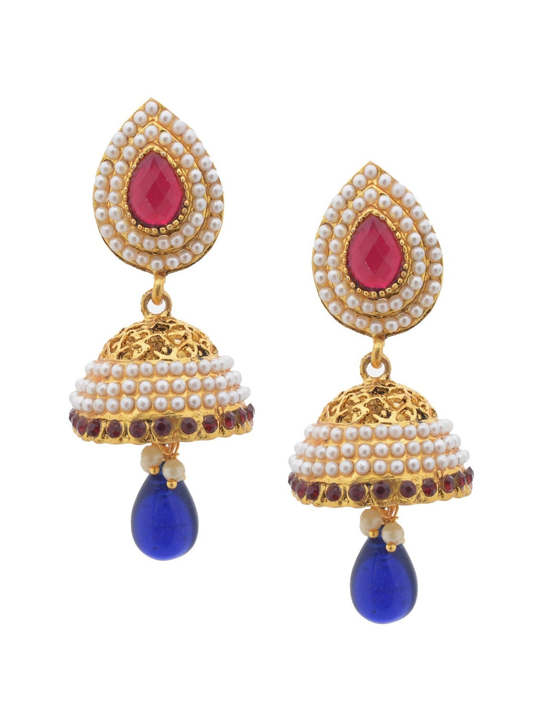

Crunchy Fashion Beaded Classic Jhumkas, Gold