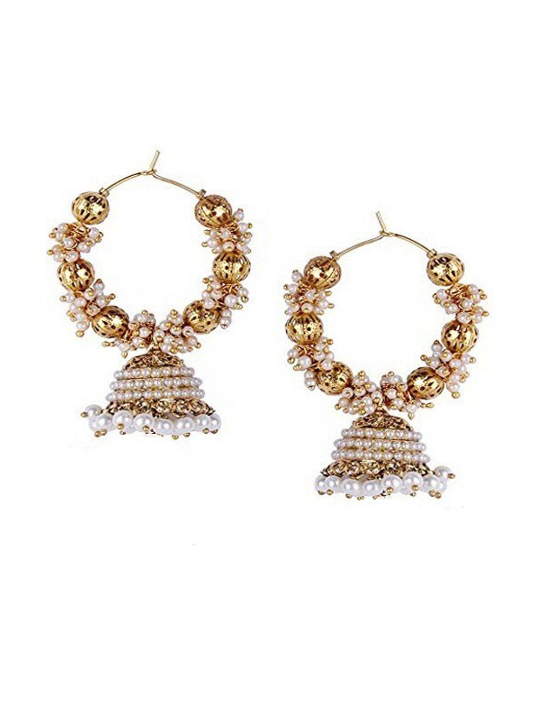 

Crunchy Fashion Gold-Plated Dome Shaped Jhumkas Earrings