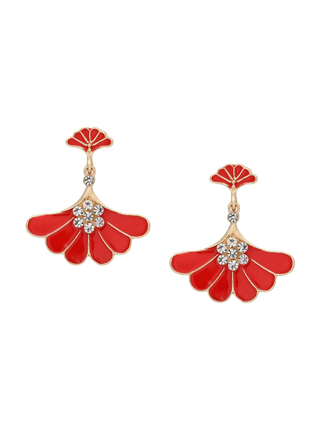 

Crunchy Fashion Gold-Plated Peacock Shaped Drop Earrings