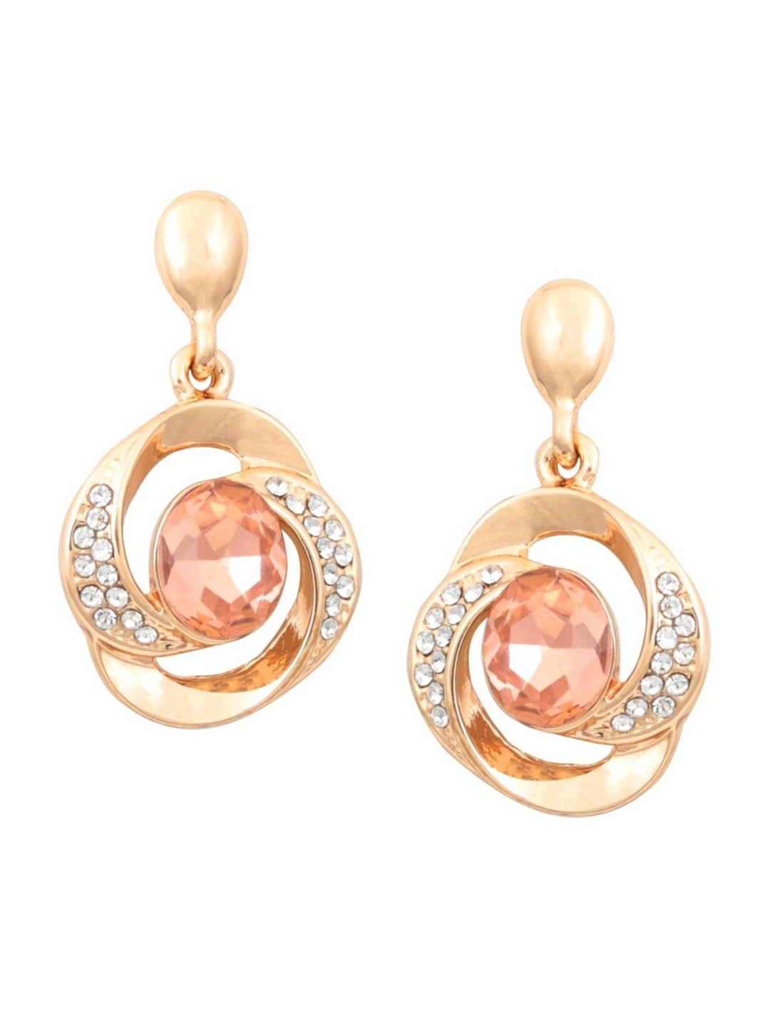 

Crunchy Fashion Gold-Plated Contemporary Drop Earrings, Peach