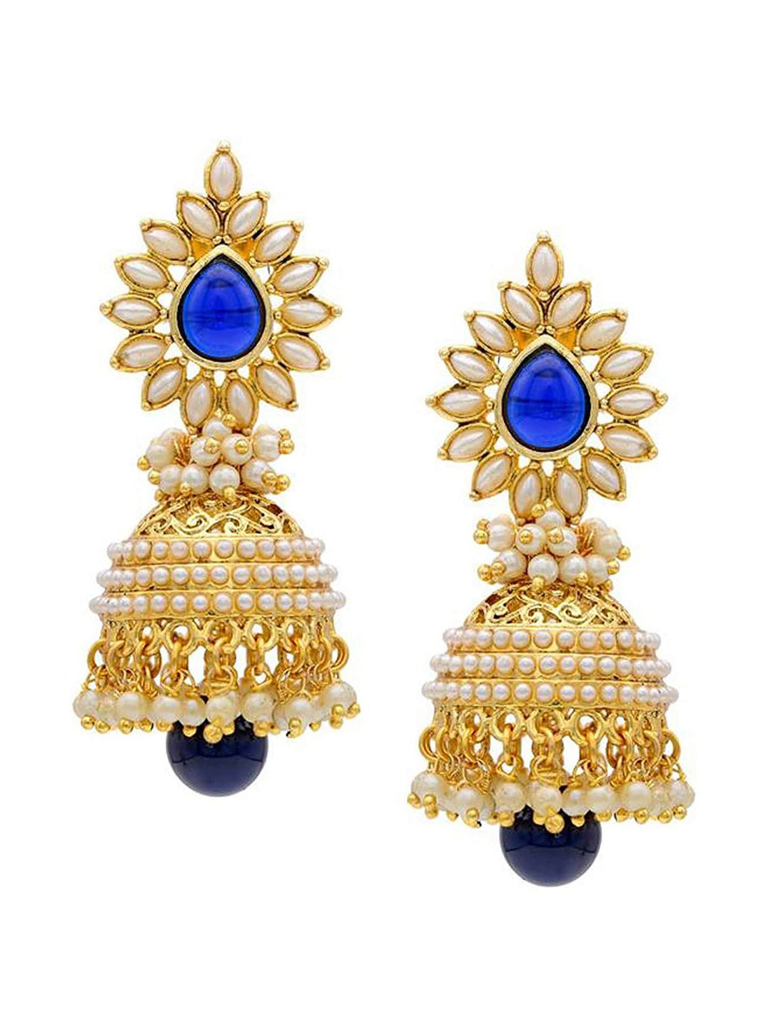 

Crunchy Fashion Gold-Toned Contemporary Jhumkas Earrings