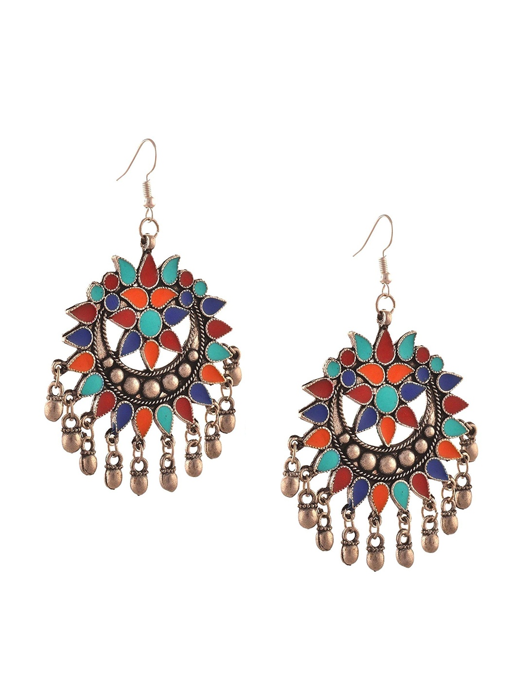 

Crunchy Fashion Rhodium-Plated Contemporary Drop Earrings, Red