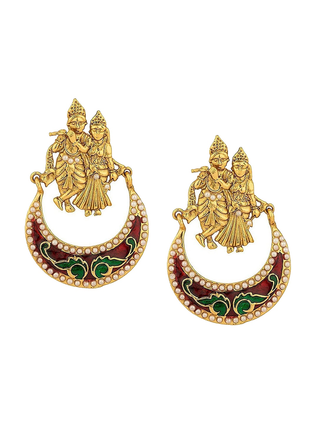 

Crunchy Fashion Gold Plated Radha Krishna Drop Earrings