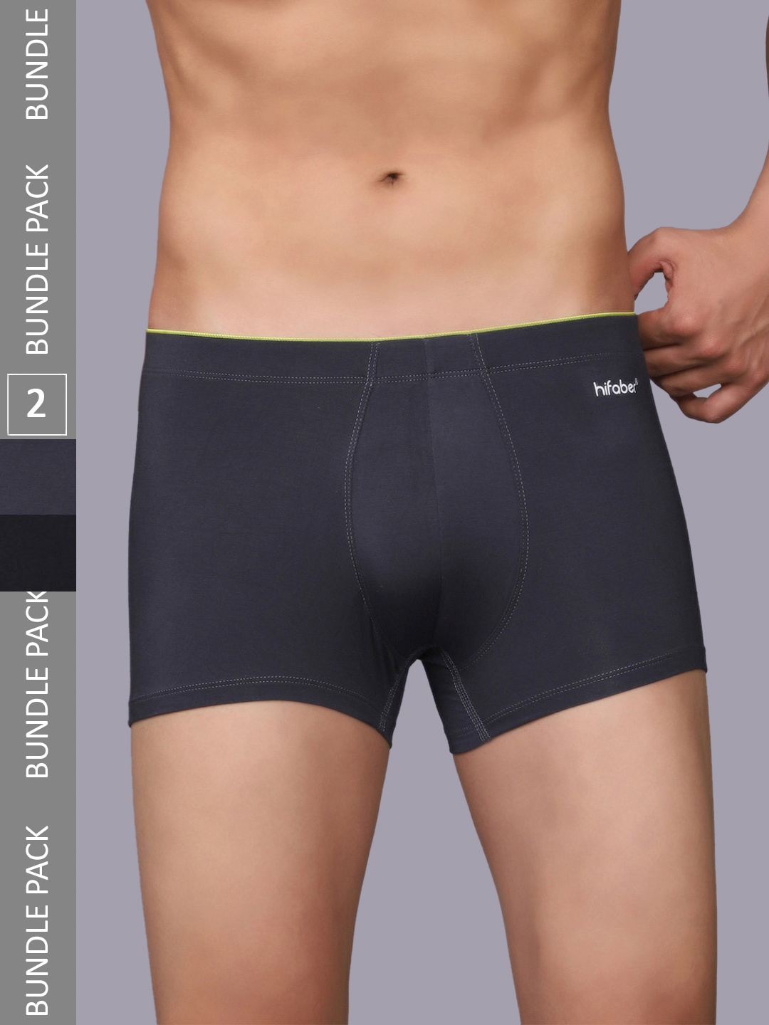 

Hifaber Men Pack Of 2 Anti-Bacterial Trunks H0677 + H0680_S, Black