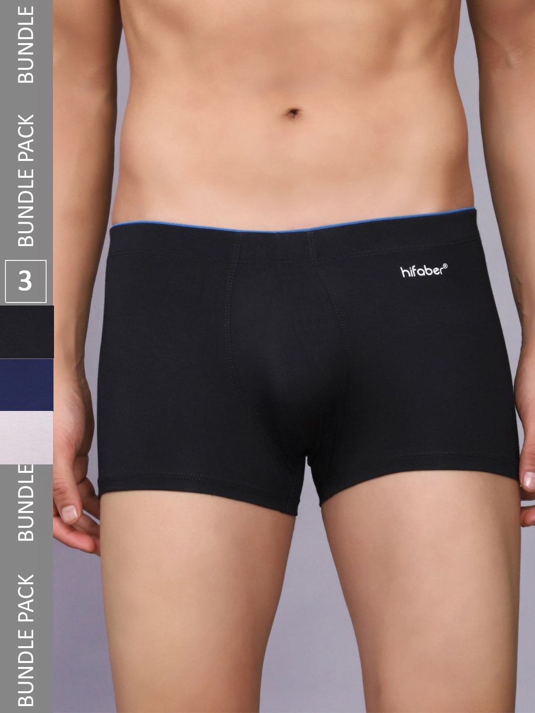 

Hifaber Men Pack Of 3 Anti-Bacterial Trunks H0678 + H0681 + H0679_S, Navy blue