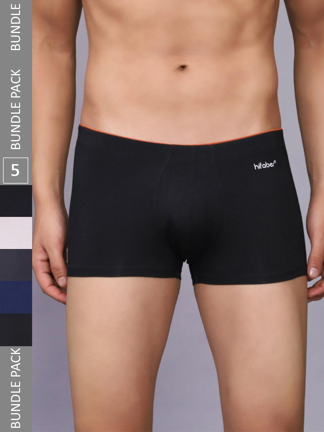 

Hifaber Men Pack Of 5 Anti-Bacterial Shield Trunks H0677 + H0678 + H0679 + H0680 + H0681_S, Black