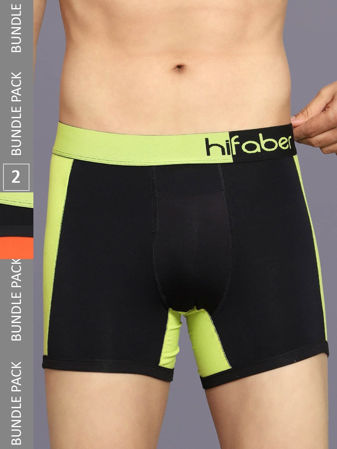

Hifaber Men Pack Of 2 Anti-Bacterial Trunks H0693 + H0692_S, Fluorescent green