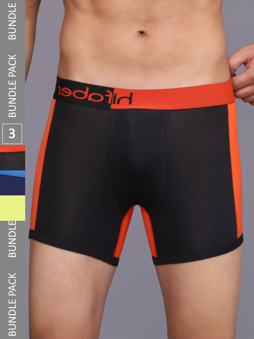 

Hifaber Men Pack Of 3 Colourblocked Anti-Bacterial Trunks H0692 + H0693 + H0691_S, Black