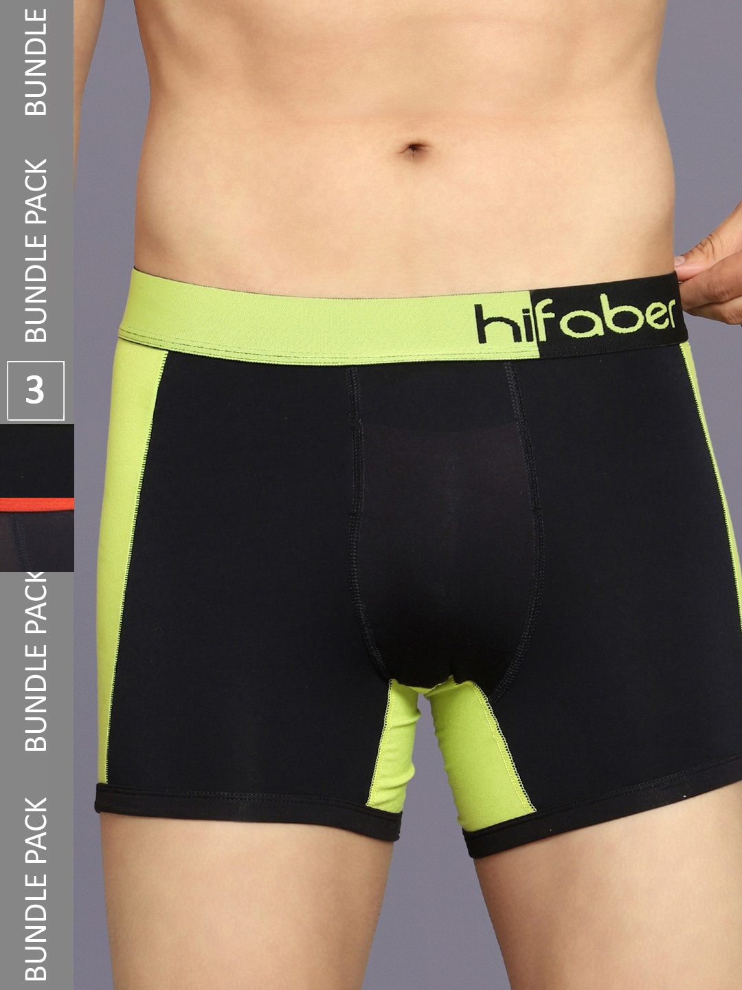 

Hifaber Men Pack Of 3 Anti-Bacterial Trunks H0692 + H0692 + H0693_S, Fluorescent green