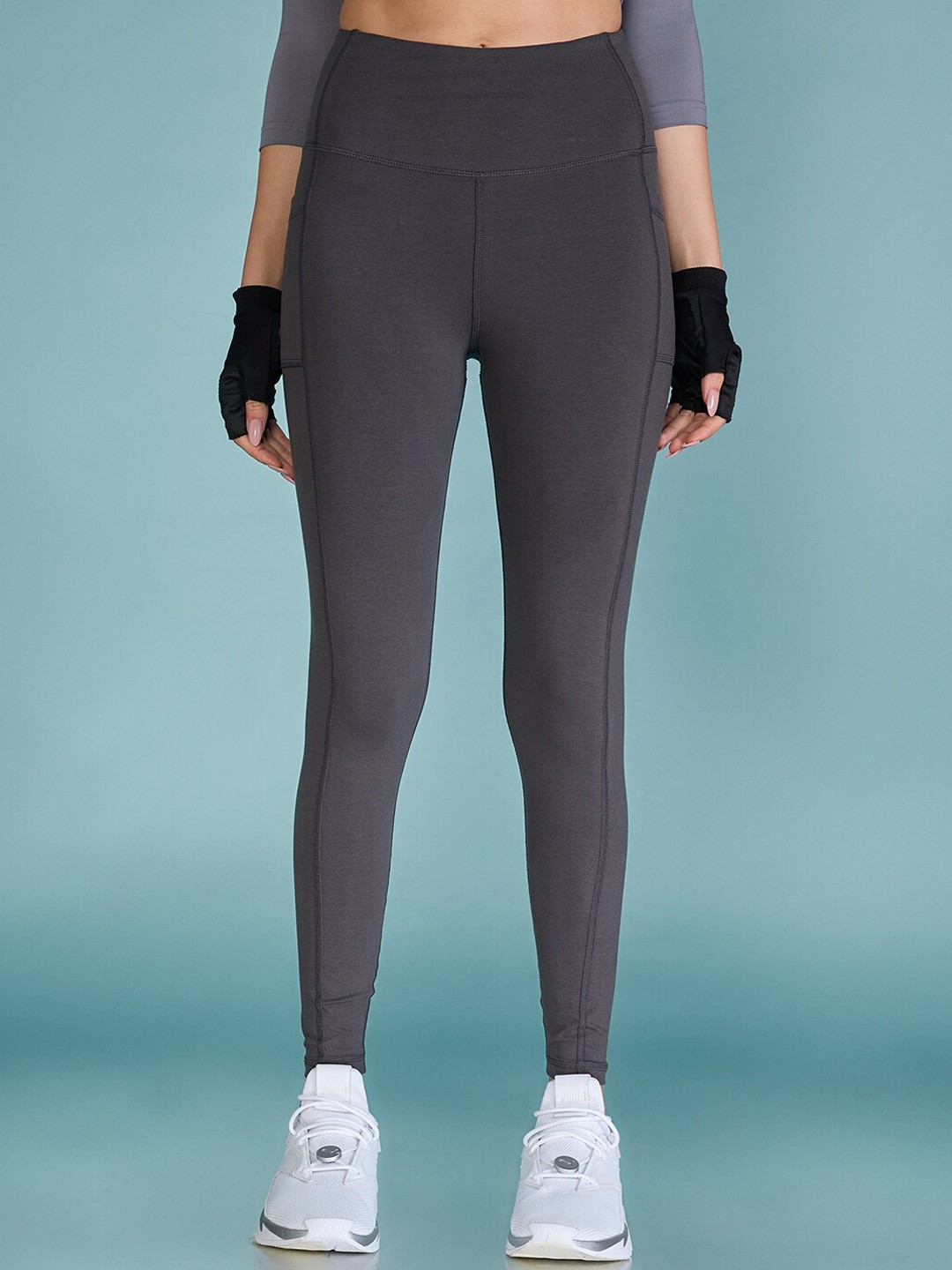 

KICA Women Cotton Stretchable Tights with Pockets, Grey