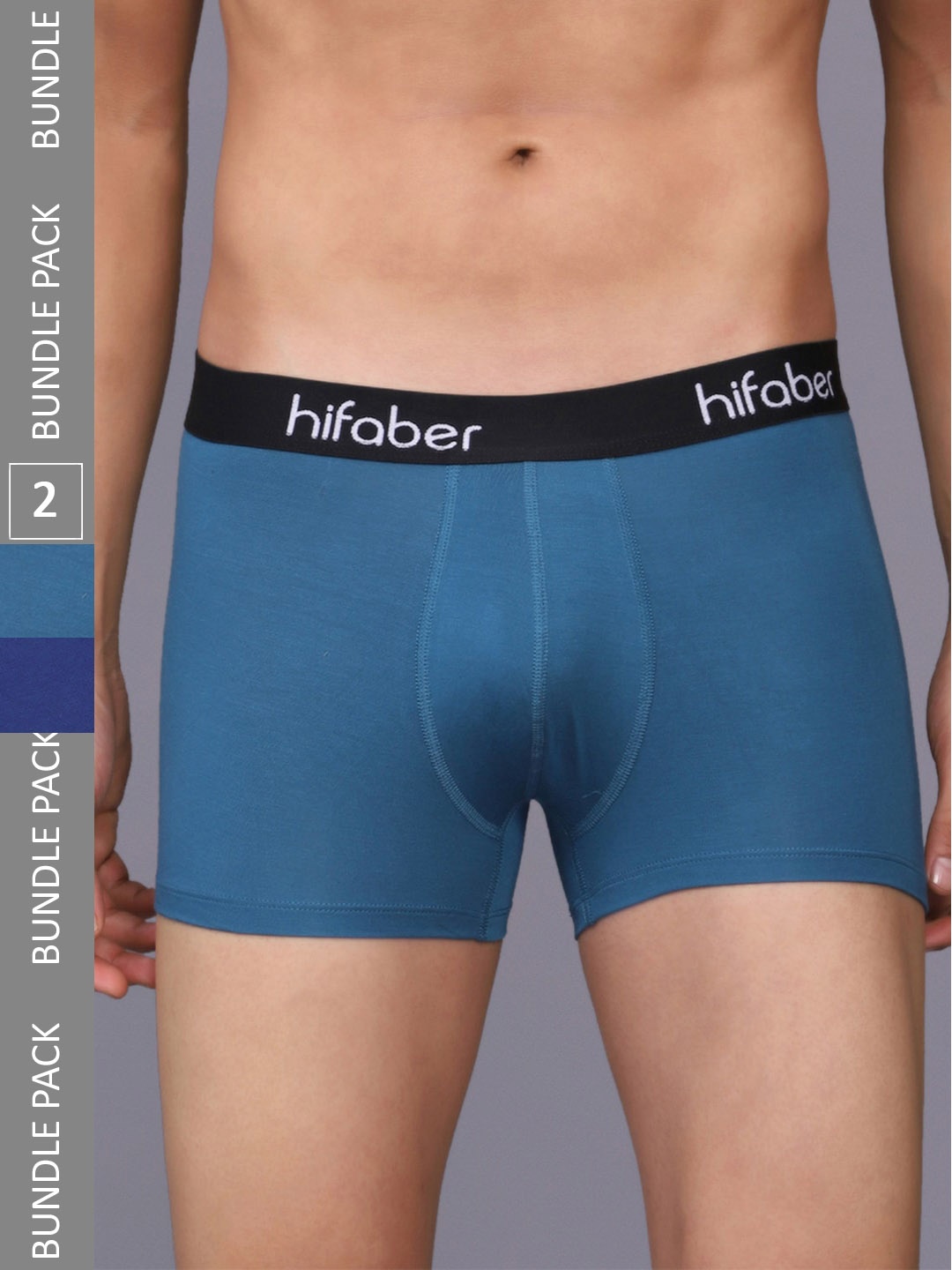 

Hifaber Men Pack Of 2 Anti-Bacterial Trunks H0686 + H0687_S, Turquoise blue