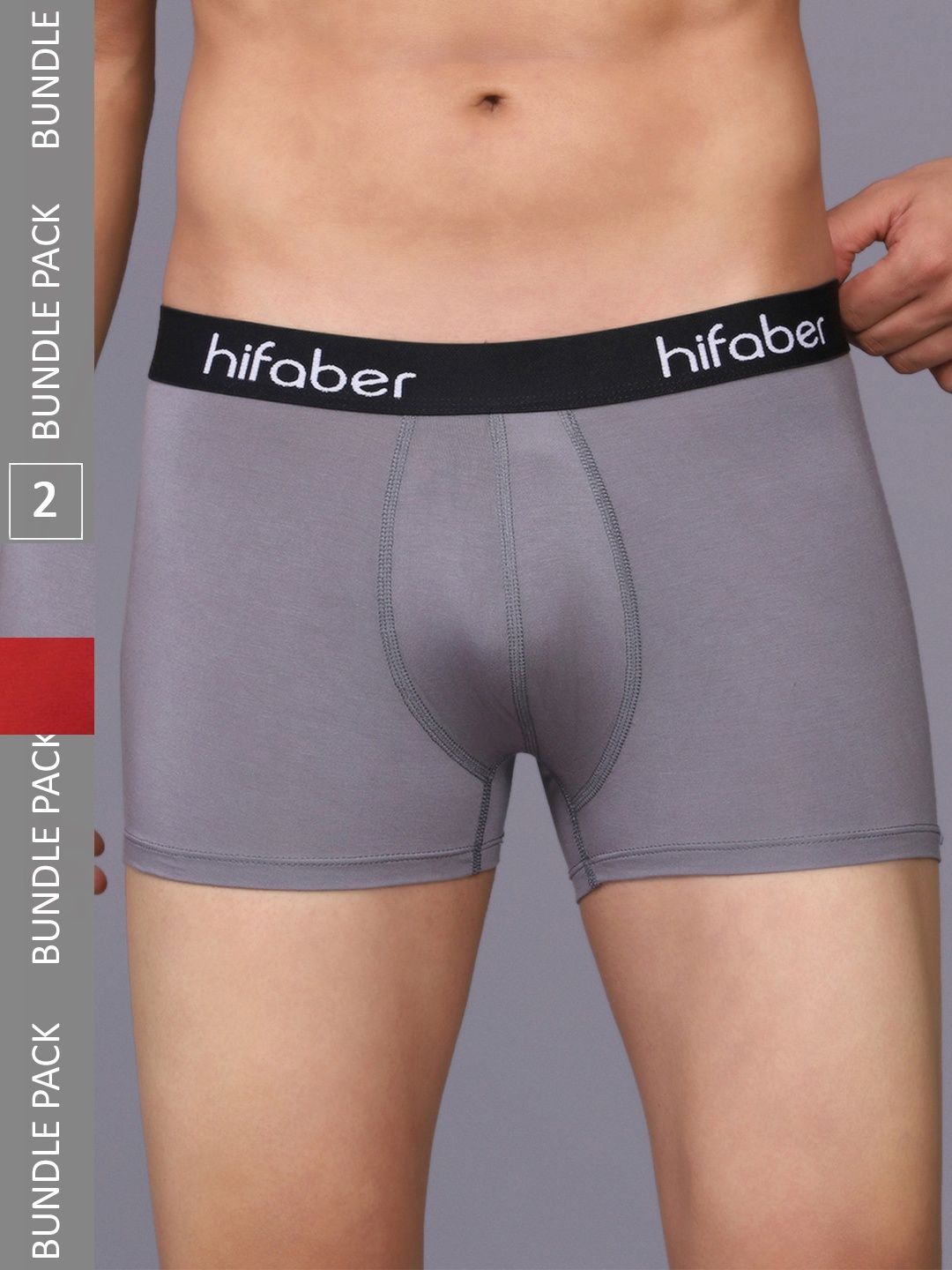 

Hifaber Men Pack Of 2 Anti-Bacterial Trunks H0685 + H0688_S, Grey