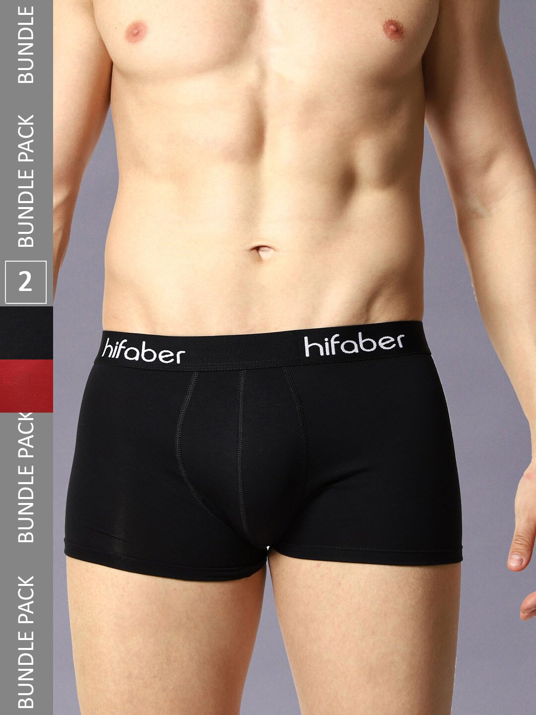 

Hifaber Men Pack Of 2 Anti-Bacterial Trunks H0683 + H0688_S, Black