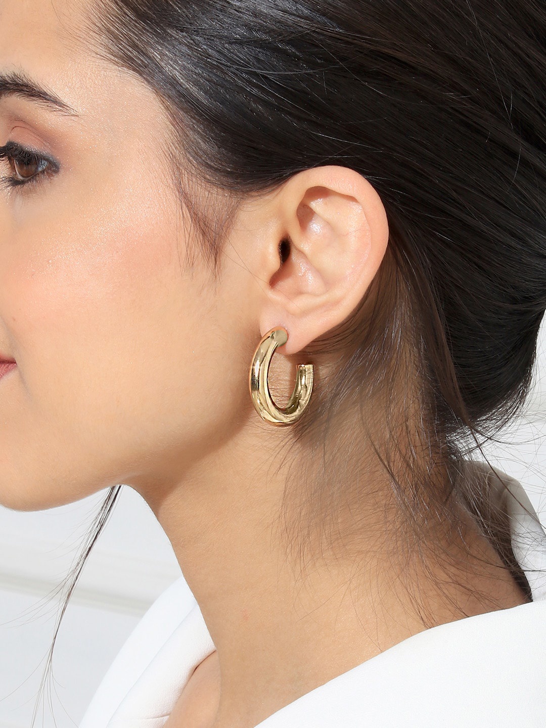 

ToniQ Gold-Plated Circular Half Hoop Earrings