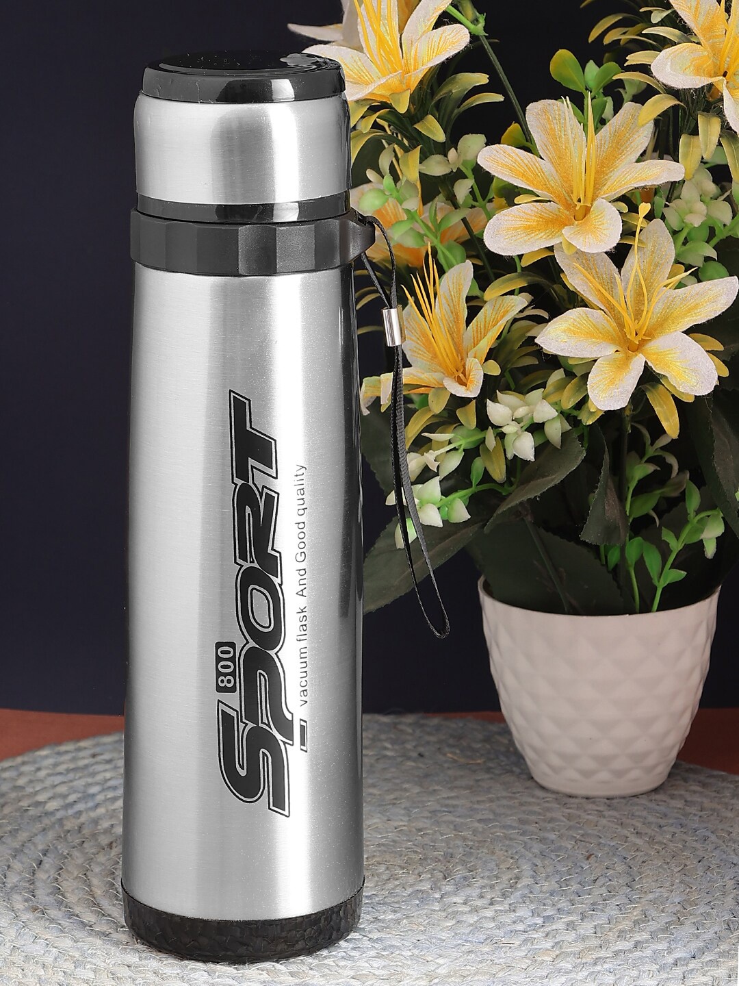 

PASSION PETALS Printed Stainless Steel Water Bottle 800 ml, Silver